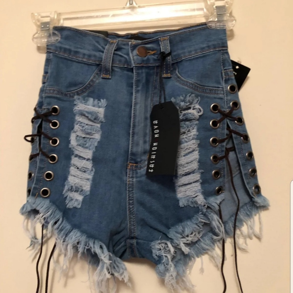 In search of!! Fashion nova lace up side shorts